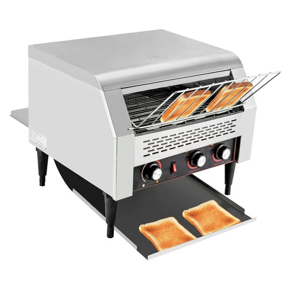 Aiqidi Stainless Steel Toaster 2600W Commercial Heavy Duty Industrial Conveyor Toasters with 3 Heating Tubes for Baking Bread