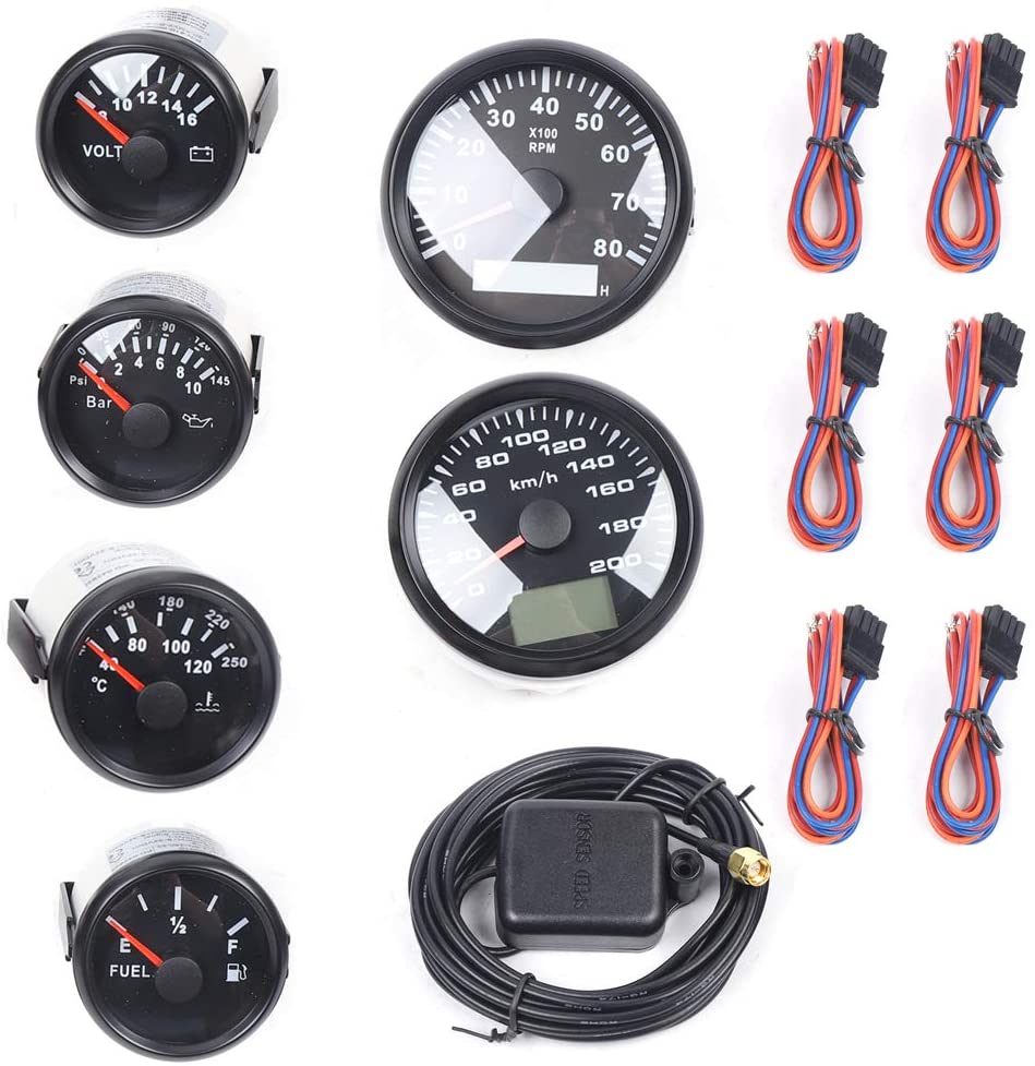 Waterproof Instruments Aiqidi Universal 6 Gauge Set 9-32V GPS Speedometer Waterproof ...