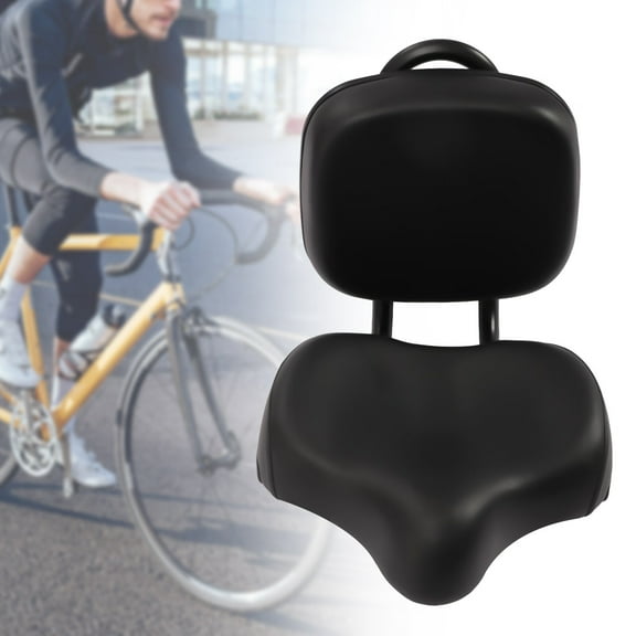 Aiqidi Universal PU Bike Saddle Seat w/Backrest Extra Wide Tricycle Bicycle Replacement Saddle Seat Pad 11.5"x9.5" Adjustable (Black)