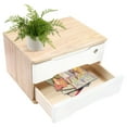 thumbnail image 1 of Aiqidi Wooden Desktop Storage Box 2Drawers Jewelry Accessory Sundries Organizer Countertop Decoration Organizing Box with 1Lock(Wood+White), 1 of 12