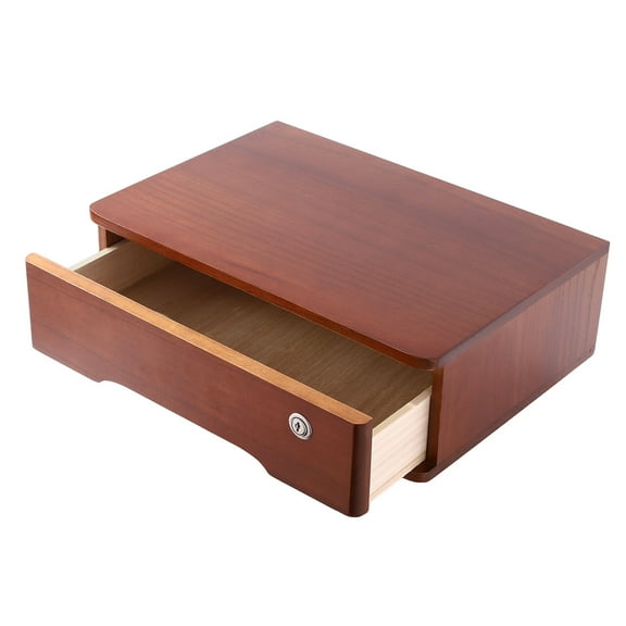 Aiqidi Wooden Desktop Storage Box Office Supplies Accessories Organizer with Lockable Drawers (Walnut)