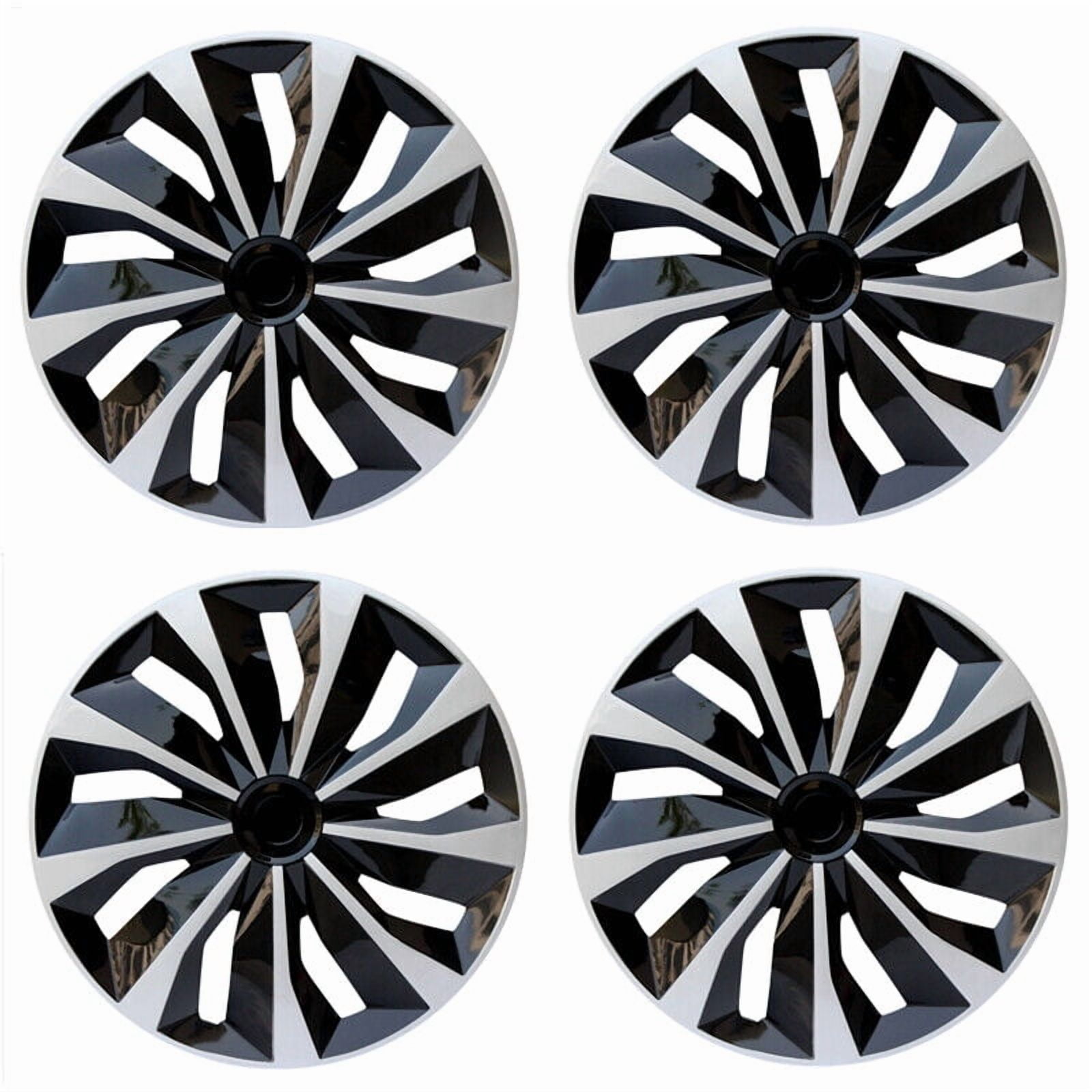 Aiqiying 14" Wheel Covers & Hub Caps ABS Black Silver, 4 Pack