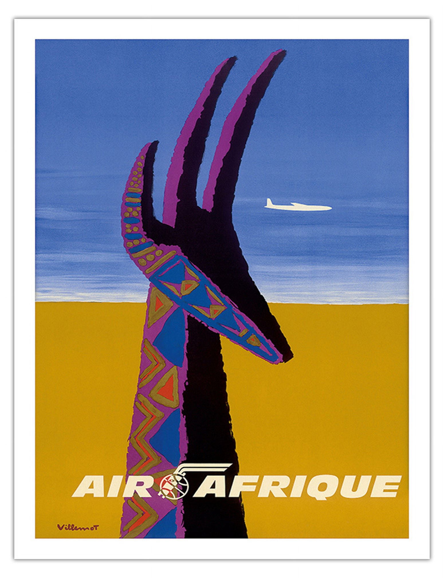 Air Afrique - Gazelle Africa - Vintage Airline Travel Poster by