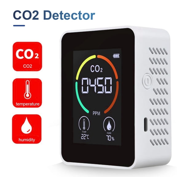 Air Analyzer,Co2 Co2 Meter Quality Temperature 3 In 1 Air Co2 Air Quality Carbon Dioxide Air Co2 Meter Office In 1 Carbon Mewmewcat Yubz Rookin White