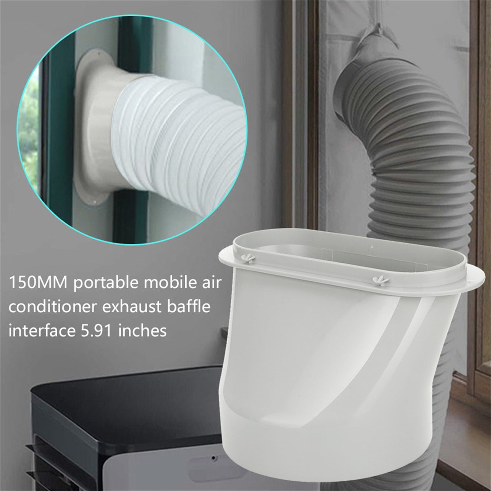 Air Bag Compressor Kit Portable 5.9 Inch A/C Exhaust Hose Coupler, A/C Window Adapter (Square To