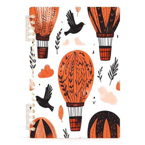 Air Balloon A5 8.3x5.7in PP Notebook, Adjustable Rings, 60 Sheets, Diary or Journey Note