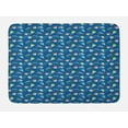 thumbnail image 1 of Air Balloon Bath Mat, Helicopter Along Propeller Sky Vehicles Sky Platforms Pattern, Plush Bathroom Decor Mat with Non Slip Backing, 29.5" X 17.5", Dark Sky Blue and Multicolor, by Ambesonne, 1 of 2