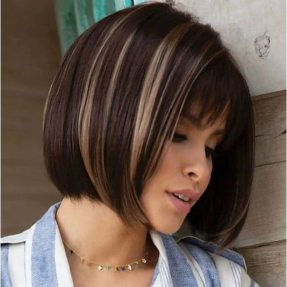Air Bangs Short Hair Wig - Trendy Synthetic Bob Wig for Effortless Style and Comfort