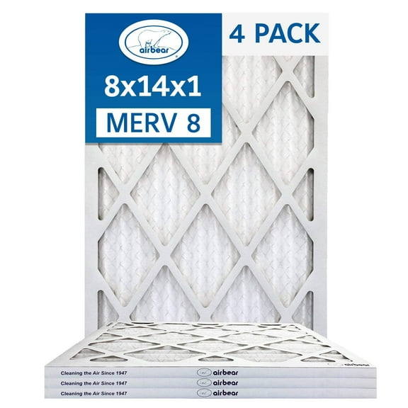 Air Bear 8x14x1 Pleated Air Filter MERV 8 4-Pack