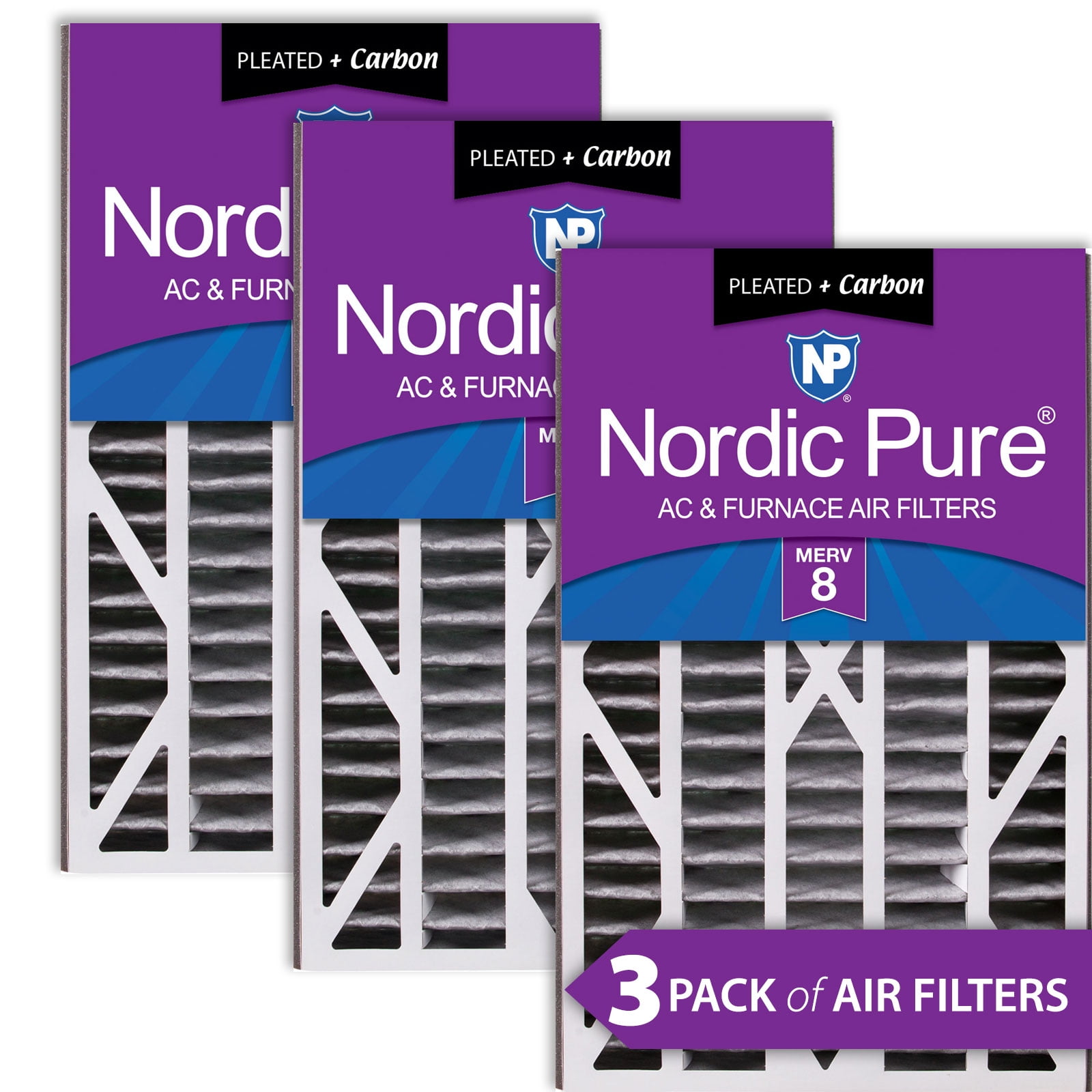 Air Bear Cub 16x25x3 Air Filter Replacement MERV 8 Pleated Plus Carbon