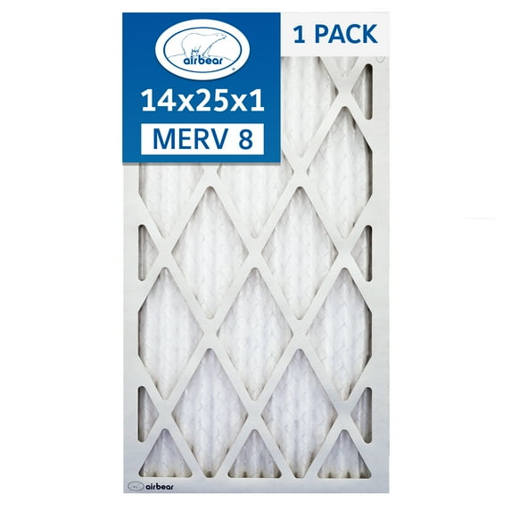 Air Bear MERV 8 14x25x1 Pleated Air Filter 1-pack (Actual Size: 13.5x2x24.5x.75)