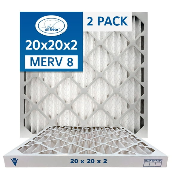 Air Bear MERV 8 20x20x2 2-Pack Pleated Filter (Actual Size: 19.5x19.5x1.75)