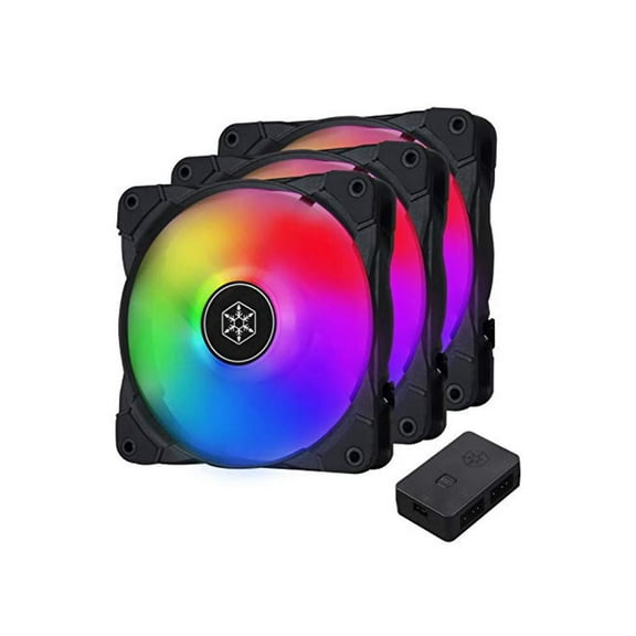 silverstone technology 3-pack of air blazer 120mm argb fans with argb controller, hydro bearing and pc case fans (sst-ab120i-argb), model:sst-ab120i-argb-3pk
