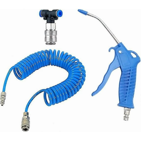 Air Blow Gun, Heavy Duty Air Duster Blow Gun With 5 Metre Recoil Hose,t-shaped Quick Connector, 360 Degree Rotating Blow Dust Gun, Air Compressor Quic