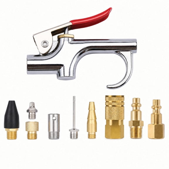 Air Blow Gun Set Kit with 10 Interchangeable Nozzles, 10 Pieces Accessories Kit - 6989