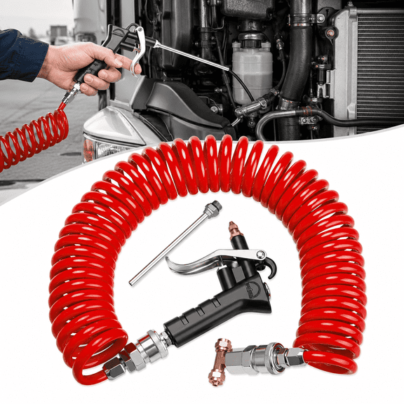 Air Blower Gun, Heavy Duty Compressed Air Duster Blow Gun with 30FT Air Compressor Hose, 2 Brass Adjustable Nozzle Car Cleaning Kit for Truck, RV, Boat & ATV
