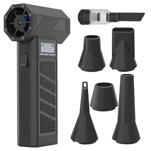 Air Blower and Vacuum Tool with Multiple Nozzles High Speed Motor for Dusting Cleaning Car Interior and Household Use Cordless Rechargeable with LED Light and Display