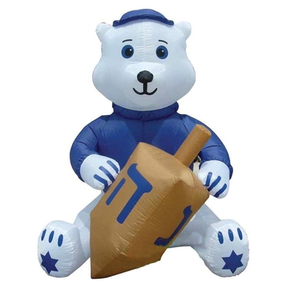 Air Blown Inflatable 7' Hanukkah Bear Holding A Dreidel Yard Decoration