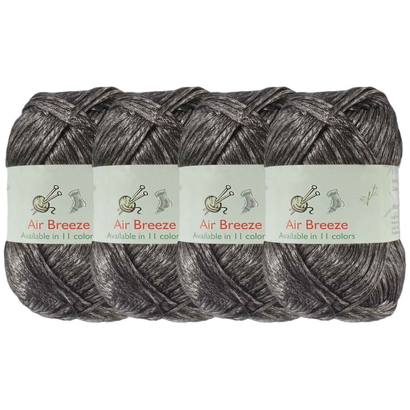 Air Breeze Yarn - Fine Light DK Weight Yarn for Socks, Sweaters, Baby Items - 50g/Skein - Midnight Black - 4 skeins