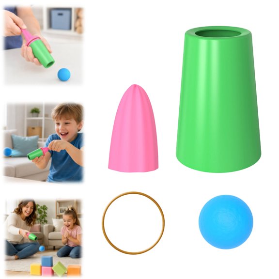 Air Cannon DIY Science Toy for Kids, Air Power Launcher Assembly Kit with Rubber Band and Foam Ball, Educational STEM Experiment Toy, Indoor Interactive Desktop Game Gift for Boys Girls