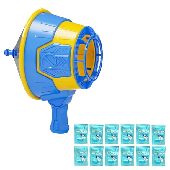 Air Cannon Handheld Air Blaster Toy With 12 Bubble Solution Battery-Free For Outdoor Sports Party Games and Yard Activities Adults And Kid Blue