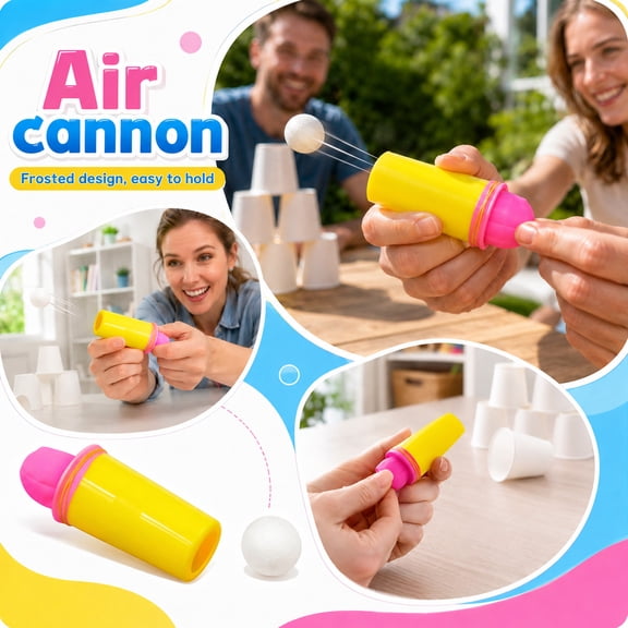 Air Cannon Launcher Toy, Handheld Vortex Air Blaster with Soft Foam Balls for Tabletop Games and Indoor Entertainment