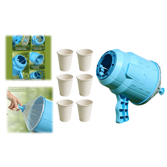 Air Cannon Toy, Durable Plastic Air Blaster with 6 Stacking Cups & Instructions, Blasts Invisible Air Vortex for Stress Relief & Party Fun (Sky Blue)