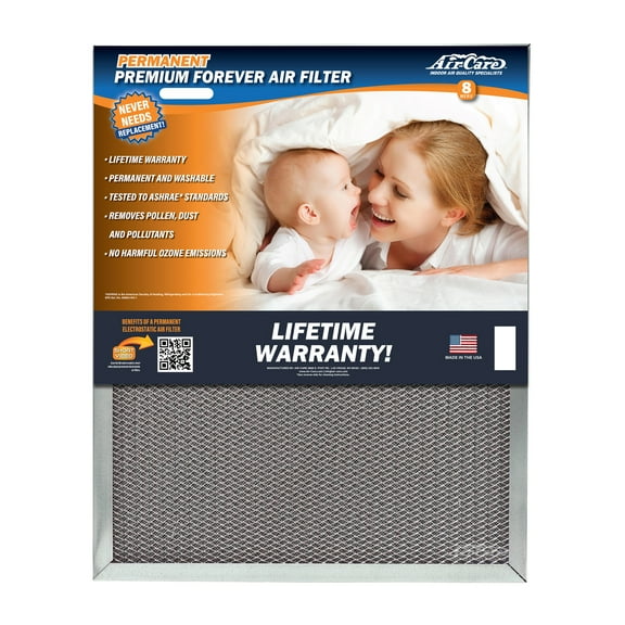 Air-Care 10x10x1 Forever Filter, Allergen & Dust Reduction, Permanent Washable Electrostatic HVAC Furnace Air Filter, MERV 8