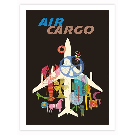 Air Cargo - Vintage Travel Poster by David Klein c.1965 - Fine Art Matte Paper Print (Unframed) 24x32in