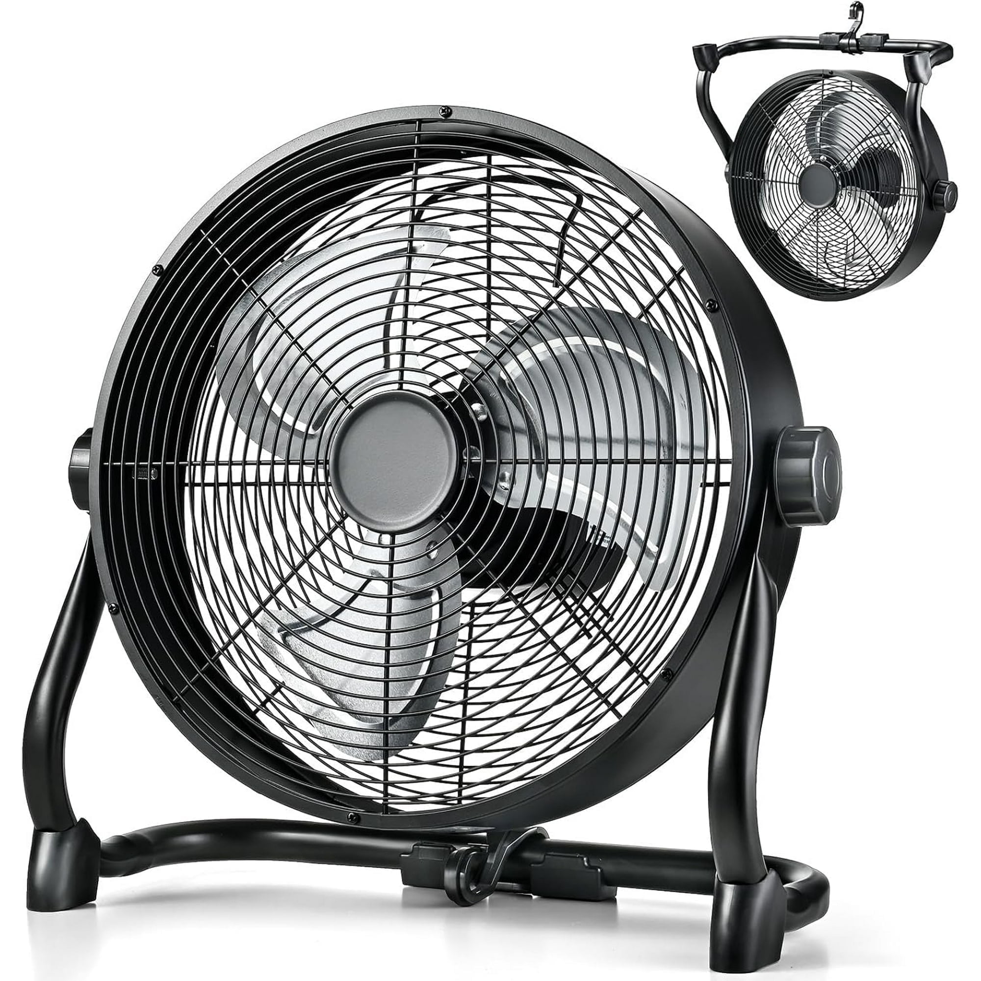 Air Choice 12" Battery Powered Fan, Portable Rechargeable Cordless Fan, 360 Tilt, 20H Run Time, 12 Wind Speed, High Velocity Heavy Duty Metal Industrial Floor Fan