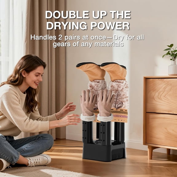 Air Choice Boot Dryer, Electric Shoe & Glove Dryer with Heat Blower Fan, 180 Mins Timer, Detachable Racks, Helps Reduce Odor, 4 Boot Warmer for Work & Ski Shoes, Sneakers, Gloves, and Hats