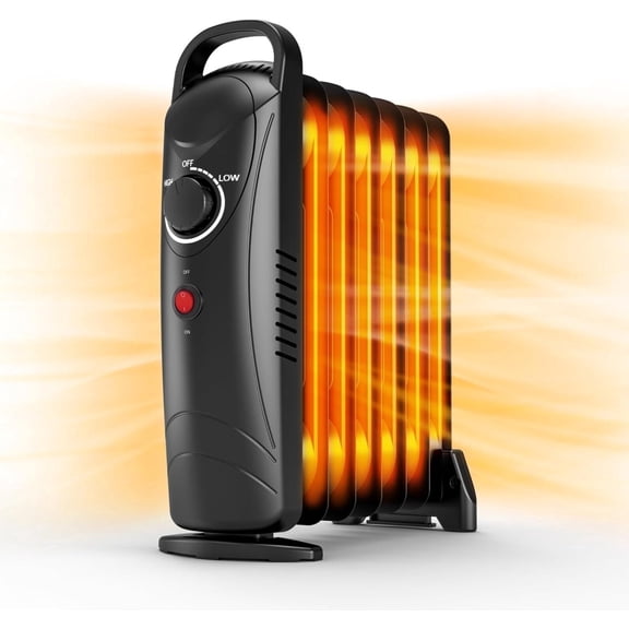 Ecotronic 700W Portable oil-filled Radiator Heater with Adjustable Thermostat and Quiet Operation for Indoor Use,Black
