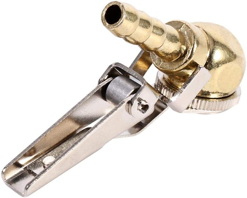 Air Chuck with Clip for Tire Inflator, Heavy Duty Closed Flow Hose Barb ClipOn Ball Foot Tire