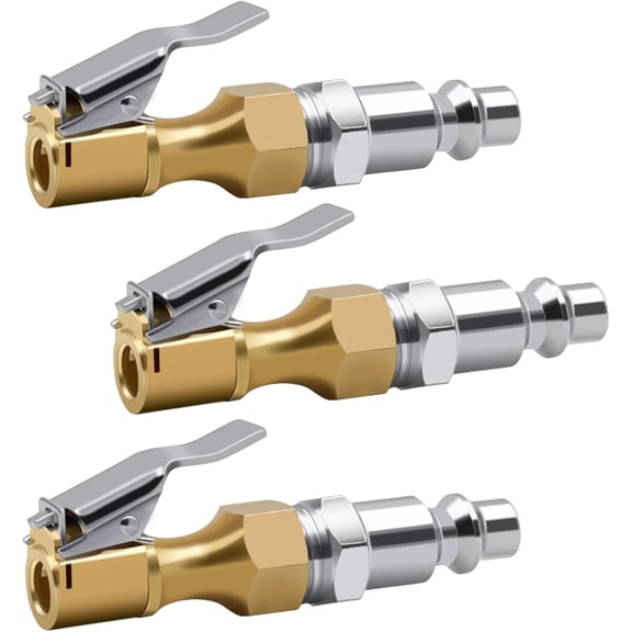 Air Chuck Pack of 3, Heavy Duty Closed Flow Tire Chuck with 1/4" FNPT for Tire Inflator Gauge Compressor Accessories