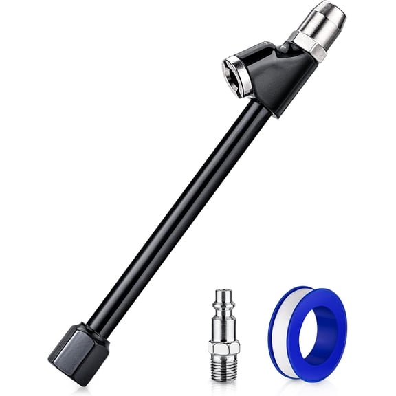 Air Chuck Set, 1/4" FNPT Extended Reach Dual Head Air Chuck w/Quick Plug, 2-Way Connect Tire Air Chuck for Tire Inflator Gauge/Air Compressor, Tire Chuck for Truck, Bicycle, Motorbike, Car