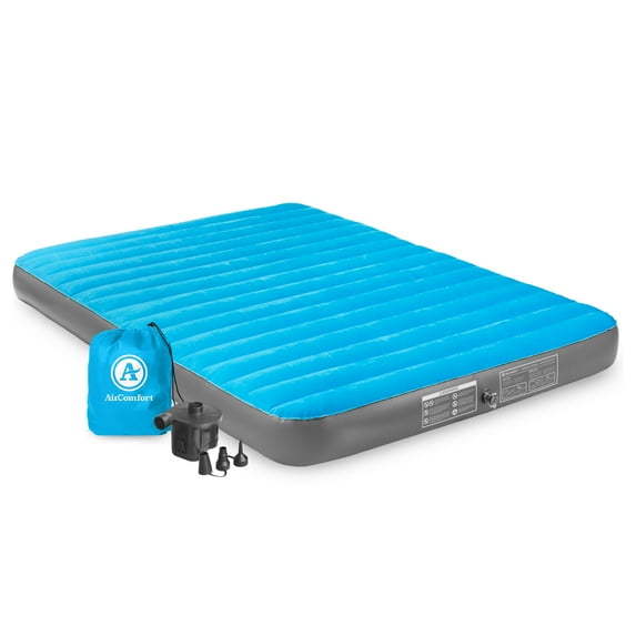 Air Comfort Camp Mate Queen Size Air Mattress, Battery Pump, 500lb Capacity