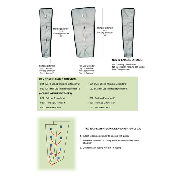 Air Compression Extenders - (Non Inflatable Extender Full Leg 4") Single