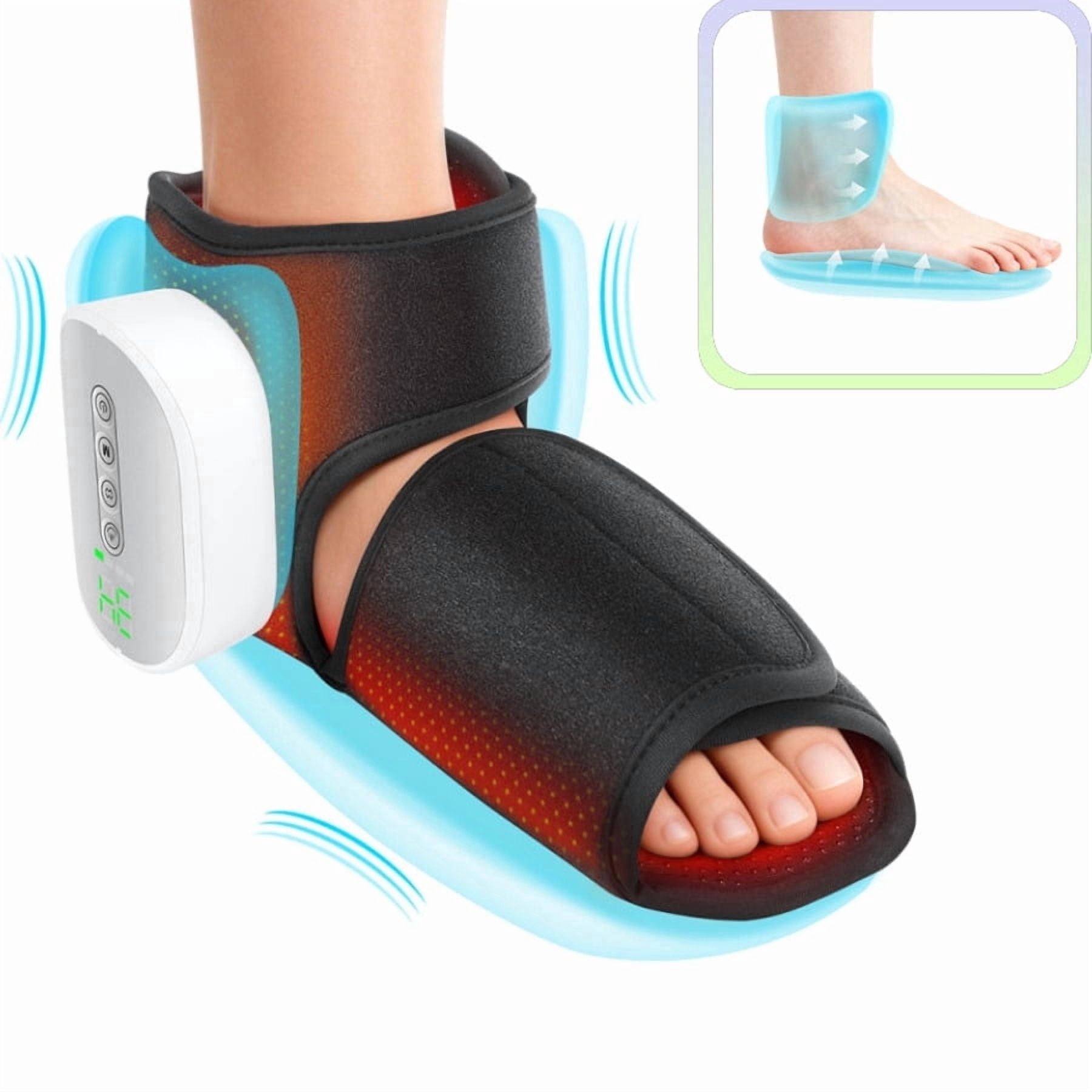 Air Compression Foot Massager with Heat, 3 Modes & 4 Intensity Levels, 4 Adjustable Warmth (104°F-131°F) for Feet & Ankles, 15-Min Timer, Portable with 3000mAh Battery
