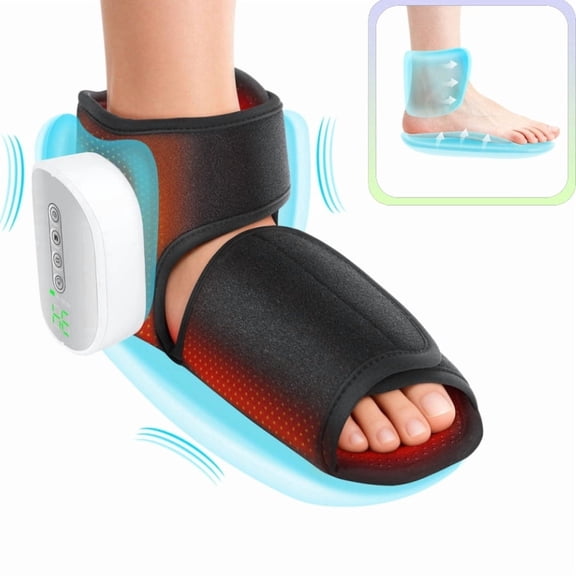 Air Compression Foot Massager with Heat, 3 Modes & 4 Intensity Levels, 4 Adjustable Warmth (104F-131F) for Feet & Ankles, 15-Min Timer, Portable with 3000mAh Battery