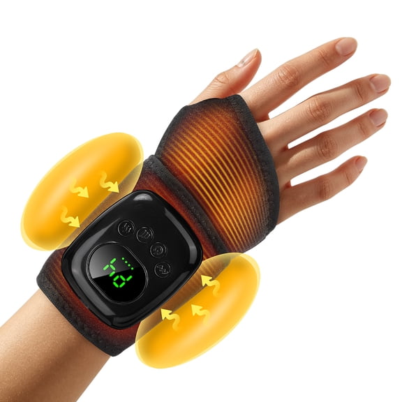 Air Compression Hand Wrist Massager with Heat,Airbag Wrist Massager with 4 Adjustable Modes and 3 Heat Levels,Cordless Heated Wrist Brace for Circulation - Left Right Hand (1PC)
