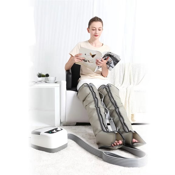 Air Compression Leg Massager  Electric Air Wave Calf & Thigh Massager, 3 Modes, 3 Intensities, Auto Shut-Off, Rechargeable, Portable Full Leg Relaxation for Home & Office, Fits 170-185cm