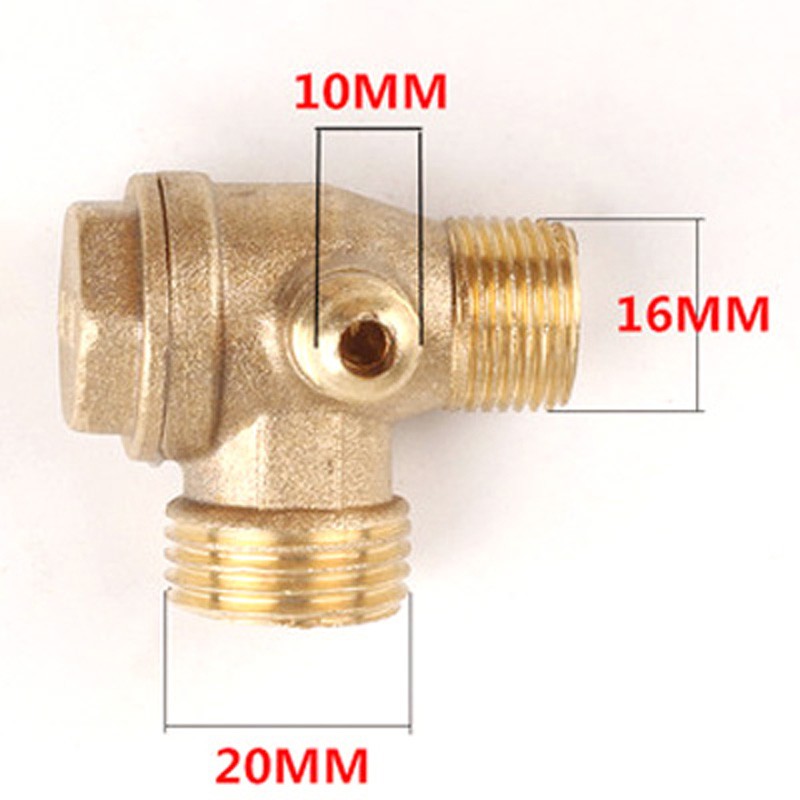 Air Compressor 3Port Brass Threaded Check Valve Connector Tool 10*16