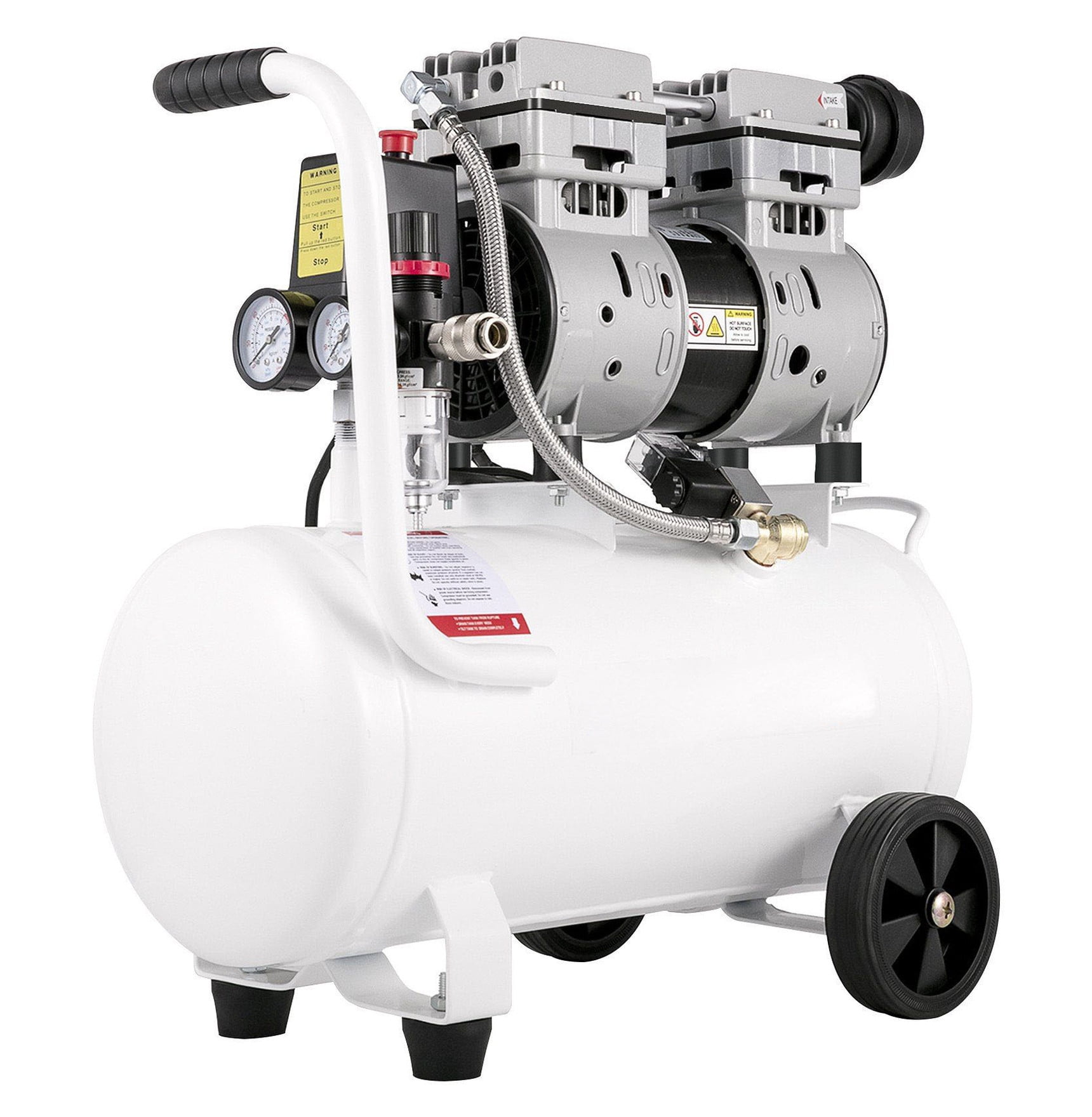 Air Compressor 6.6 Gallon Portable, 1 HP Oil-Free 115 PSI Pancake Compressor, Ultra Quiet 750W Steel Tank for Tire Inflation & Home Repair