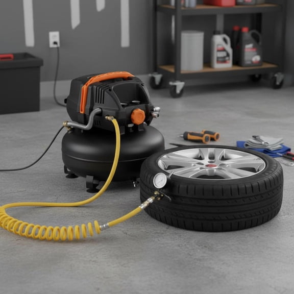 Air Compressor, 6 Gallon, 1.7Hp, 2.3 Cfm @ 90 Psi, 150 Psi Max Working Pressure, Oil-Free, Portable Pancake Tank, 120V
