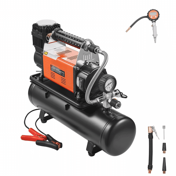 Air Compressor & 6L Tank 150 PSI, Portable Tire Inflator 6.35CFM - 12V Heavy Duty Digital Tire Pump for Cars, Trucks, RVs, & More