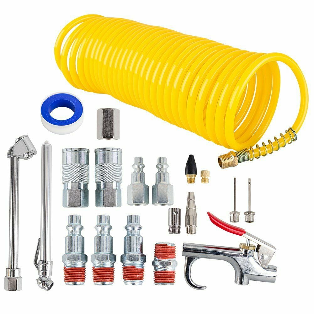 Air Compressor Accessory Kit, 1/4" NPT Air Tool Kit with 25 Ft Recoil