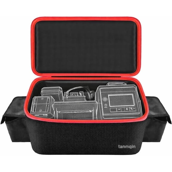Air Compressor Bag Compatible with M18 Inflator 2848-20/2771-20, Carrying Case with Side Battery Pockets for Tools & Accessories, Storage Bag for Garage, Vehicle (Black, Case Only)