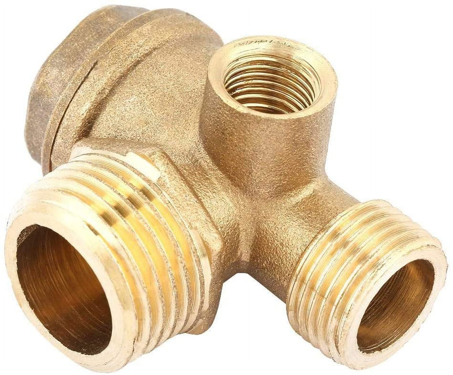 Air Compressor Check Valve, 3 Port Brass Air Compressor Male Threaded
