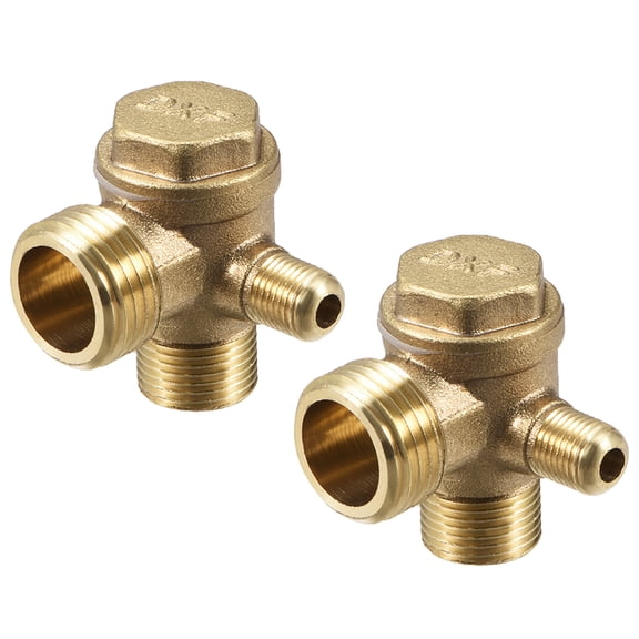 Air Compressor Check Valve 90 Degree Male Threaded Brass 3/8PTx1/2PTxM10 2Pcs