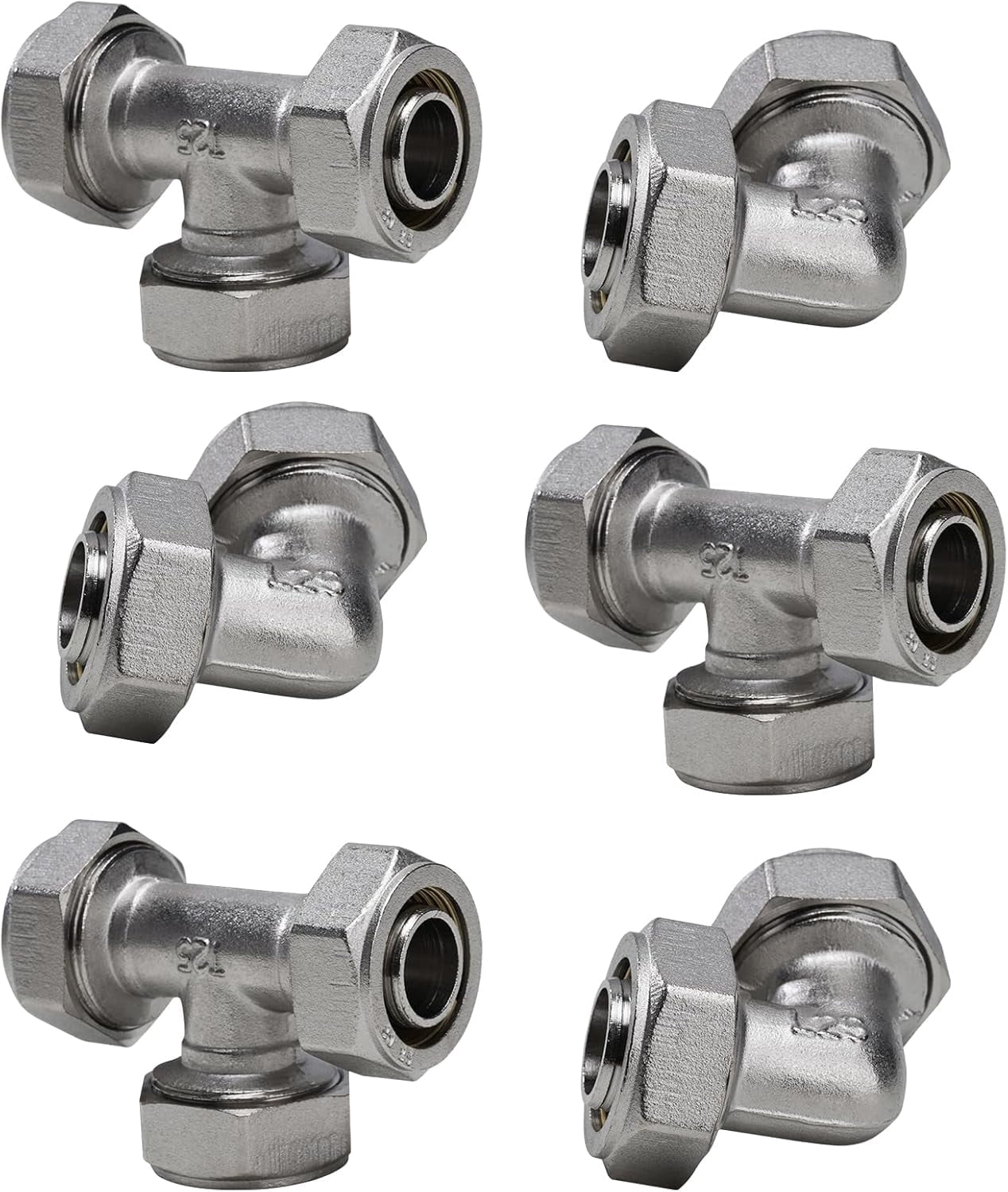 Air Compressor Hose 3/4" Air Fittings Kit, 3PCS 3/4-inch Tee Air Line Fittings and 3PCS 3/4-inch Equal Elbow Air Line Fittings Fit for Shop Air Line Kit 3/4 inch
